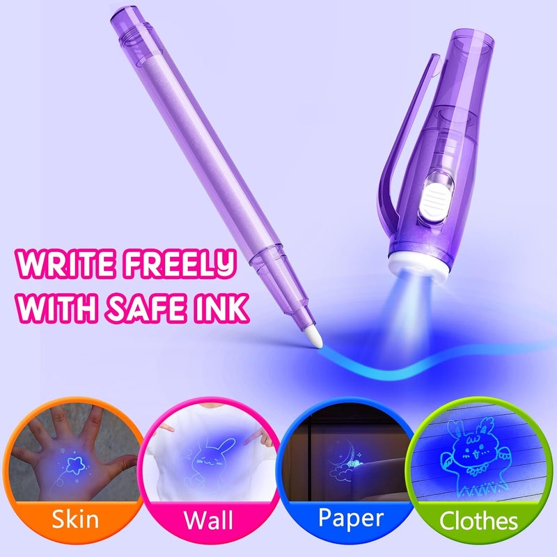 Jimmidda Invisible Ink Pen Spy Game for Kids, Party Favors Toys for Girls Boys, Magic Markers for Boys Girls Fun Outdoor Toys, Birthday for 6-13 Year Old Girls Boys (8PCS) - Image 2